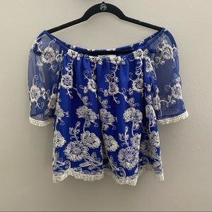 Lovers + Friends Sunbather Floral Embroidered Top